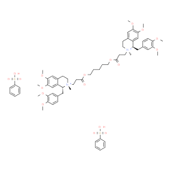 ChemSpider 2D Image | benzenesulfonic acid;5-[3-[(1R,2R)-1-[(3,4-dimethoxyphenyl)methyl]-6,7-dimethoxy-2-methyl-3,4-dihydro-1H-isoquinolin-2-ium-2-yl]propanoyloxy]pentyl 3-[(1R,2R)-1-[(3,4-dimethoxyphenyl)methyl]-6,7-dimethoxy-2-methyl-3,4-dihydro-1H-isoquinolin-2-ium-2-yl]propanoate | C65H84N2O18S2