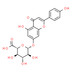 ChemSpider 2D Image | 5-Hydroxy-2-(4-hydroxyphenyl)-4-oxo-4H-chromen-7-yl beta-L-glucopyranosiduronic acid | C21H18O11