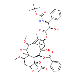 ChemSpider 2D Image | (2alpha,3beta,5beta,7beta,10beta,13alpha)-4-Acetoxy-1-hydroxy-13-{[(2R,3S)-2-hydroxy-3-({[(2-methyl-2-propanyl)oxy]carbonyl}amino)-3-phenylpropanoyl]oxy}-7,10-dimethoxy-9-oxo-5,20-epoxytax-11-en-2-yl 
benzoate | C45H57NO14