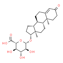 ChemSpider 2D Image | (8alpha,9beta,10alpha,13alpha,14beta,17alpha)-3-Oxoandrost-4-en-17-yl beta-L-glucopyranosiduronic acid | C25H36O8