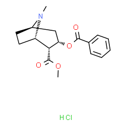 ChemSpider 2D Image | Methyl (1S,2R,3S,5R)-3-(benzoyloxy)-8-methyl-8-azabicyclo[3.2.1]octane-2-carboxylate hydrochloride (1:1) | C17H22ClNO4