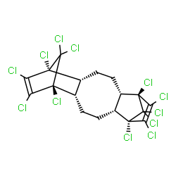 ChemSpider 2D Image | (1R,2R,5S,6S,9S,10R,13S,14S)-1,6,7,8,9,14,15,16,17,17,18,18-Dodecachloropentacyclo[12.2.1.1~6,9~.0~2,13~.0~5,10~]octadeca-7,15-diene | C18H12Cl12