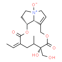ChemSpider 2D Image | (3Z,6S,14aR,14bR)-3-Ethylidene-6-hydroxy-6-(hydroxymethyl)-5-methyl-3,4,5,6,9,11,13,14,14a,14b-decahydro[1,6]dioxacyclododecino[2,3,4-gh]pyrrolizine-2,7-dione 12-oxide | C18H25NO7