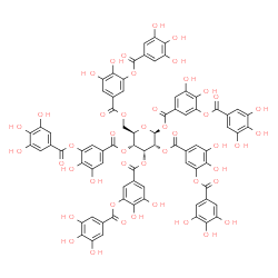 ChemSpider 2D Image | 1,2,3,4,6-Pentakis-O-{3,4-dihydroxy-5-[(3,4,5-trihydroxybenzoyl)oxy]benzoyl}-beta-D-allopyranose | C76H52O46
