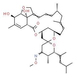 ChemSpider 2D Image | (1'R,2R,4'S,5R,6S,8'R,13'R,20'S,21'R,24'S)-21',24'-Dihydroxy-4-(methoxyimino)-5,11',13',22'-tetramethyl-6-(4-methyl-2-penten-2-yl)-3,4,5,6-tetrahydro-2'H-spiro[pyran-2,6'-[3,7,19]trioxatetracyclo[15.6
.1.1~4,8~.0~20,24~]pentacosa[10,14,16,22]tetraen]-2'-one | C37H53NO8