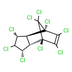 ChemSpider 2D Image | (1R,2S,3S,5R,6S,7S)-1,3,4,5,7,8,9,10,10-Nonachlorotricyclo[5.2.1.0~2,6~]dec-8-ene | C10H5Cl9