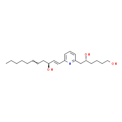 ChemSpider 2D Image | (5R)-6-{6-[(1E,3S)-3-Hydroxy-1,5-undecadien-1-yl]-2-pyridinyl}-1,5-hexanediol | C22H35NO3