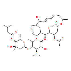 ChemSpider 2D Image | (2S,3S,4R,6S)-6-{[(3S,4R,6S)-6-{[(4R,6S,11E,13E,16R)-4-Acetoxy-10-hydroxy-5-methoxy-9,16-dimethyl-2-oxo-7-(2-oxoethyl)oxacyclohexadeca-11,13-dien-6-yl]oxy}-4-(dimethylamino)-5-hydroxy-2-methyltetrahyd
ro-2H-pyran-3-yl]oxy}-4-hydroxy-2,4-dimethyltetrahydro-2H-pyran-3-yl 3-methylbutanoate (non-preferred name) | C42H69NO15