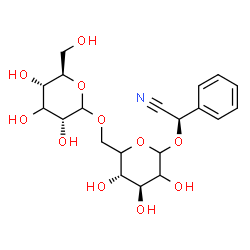 ChemSpider 2D Image | (2R)-({6-O-[(3xi)-D-ribo-Hexopyranosyl]-D-threo-hexopyranosyl}oxy)(phenyl)acetonitrile | C20H27NO11