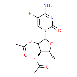 ChemSpider 2D Image | 4-Amino-1-[(2xi)-2,3-di-O-acetyl-5-deoxy-D-erythro-pentofuranosyl]-5-fluoro-2(1H)-pyrimidinone | C13H16FN3O6