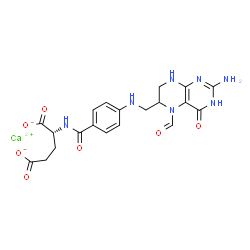 ChemSpider 2D Image | Calcium (2R)-2-[(4-{[(2-amino-5-formyl-4-oxo-3,4,5,6,7,8-hexahydro-6-pteridinyl)methyl]amino}benzoyl)amino]pentanedioate | C20H21CaN7O7