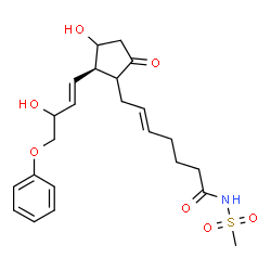 ChemSpider 2D Image | (5E)-7-{(2R)-3-Hydroxy-2-[(1E)-3-hydroxy-4-phenoxy-1-buten-1-yl]-5-oxocyclopentyl}-N-(methylsulfonyl)-5-heptenamide | C23H31NO7S