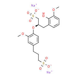 ChemSpider 2D Image | Disodium (2R)-3-(2-hydroxy-3-methoxyphenyl)-2-[2-methoxy-4-(3-sulfonatopropyl)phenoxy]-1-propanesulfonate | C20H24Na2O10S2