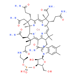 ChemSpider 2D Image | cobalt;[(2R,3S,4R,5S)-5-(5,6-dimethylbenzimidazol-1-yl)-4-hydroxy-2-(hydroxymethyl)tetrahydrofuran-3-yl] [(1R)-1-methyl-2-[3-[(1R,2R,3R,4Z,7S,9Z,12S,13S,14Z,17S,18S,19R)-2,13,18-tris(2-amino-2-oxo-ethyl)-7,12,17-tris(3-amino-3-oxo-propyl)-3,5,8,8,13,15,18,19-octamethyl-2,7,12,17-tetrahydro-1H-corrin-21-id-3-yl]propanoylamino]ethyl] hydrogen phosphate | C62H89CoN13O14P