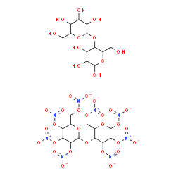 ChemSpider 2D Image | 1,2,3,6-Tetra-O-nitro-4-O-(2,3,4,6-tetra-O-nitrohexopyranosyl)hexopyranose - 4-O-hexopyranosylhexopyranose (1:1) | C24H36N8O38