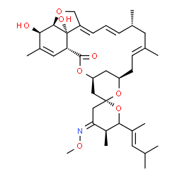 ChemSpider 2D Image | (1'R,2R,4Z,4'S,5S,8'R,10'E,13'R,14'E,16'E,20'R,21'R,24'S)-21',24'-Dihydroxy-4-(methoxyimino)-5,11',13',22'-tetramethyl-6-[(2E)-4-methyl-2-penten-2-yl]-3,4,5,6-tetrahydro-2'H-spiro[pyran-2,6'-[3,7,19]t
rioxatetracyclo[15.6.1.1~4,8~.0~20,24~]pentacosa[10,14,16,22]tetraen]-2'-one | C37H53NO8