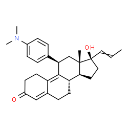 ChemSpider 2D Image | (8S,11R,13S,14S,17R)-11-[4-(Dimethylamino)phenyl]-17-hydroxy-13-methyl-17-(1-propen-1-yl)-1,2,6,7,8,11,12,13,14,15,16,17-dodecahydro-3H-cyclopenta[a]phenanthren-3-one (non-preferred name) | C29H37NO2