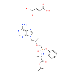 ChemSpider 2D Image | Isopropyl N-[({[1-(6-amino-9H-purin-9-yl)-2-propanyl]oxy}methyl)(phenoxy)phosphoryl]alaninate 2-butenedioate (1:1) | C25H33N6O9P