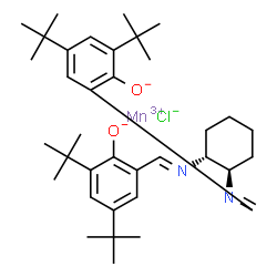ChemSpider 2D Image | Manganese(3+) chloride 2-[(E)-{[(1R,2R)-2-{[3,5-bis(2-methyl-2-propanyl)-2-oxidobenzylidene]amino}cyclohexyl]imino}methyl]-4,6-bis(2-methyl-2-propanyl)phenolate (1:1:1) | C36H52ClMnN2O2