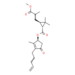 ChemSpider 2D Image | (1S)-2-Methyl-4-oxo-3-(2,4-pentadien-1-yl)-2-cyclopenten-1-yl (1R,3R)-3-(3-methoxy-2-methyl-3-oxo-1-propen-1-yl)-2,2-dimethylcyclopropanecarboxylate | C22H28O5