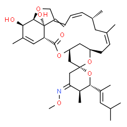 ChemSpider 2D Image | (1'R,2R,4Z,4'S,5S,6S,8'R,10'Z,13'R,14'Z,20'R,21'R,24'S)-21',24'-Dihydroxy-4-(methoxyimino)-5,11',13',22'-tetramethyl-6-[(2E)-4-methyl-2-penten-2-yl]-3,4,5,6-tetrahydro-2'H-spiro[pyran-2,6'-[3,7,19]tri
oxatetracyclo[15.6.1.1~4,8~.0~20,24~]pentacosa[10,14,16,22]tetraen]-2'-one | C37H53NO8