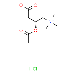 ChemSpider 2D Image | 1-Propanaminium, 2-(acetyloxy)-3-carboxy-N,N,N-trimethyl-, (2R)-, hydrochloride (1:1) | C9H19ClNO4