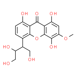 ChemSpider 2D Image | 1,4,8-Trihydroxy-3-methoxy-5-(1,3,4-trihydroxy-2-butanyl)-9H-xanthen-9-one | C18H18O9