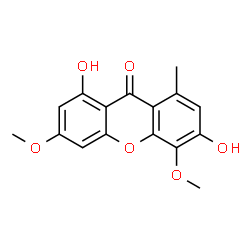 ChemSpider 2D Image | 3,8-Dihydroxy-4,6-dimethoxy-1-methyl-9H-xanthen-9-one | C16H14O6