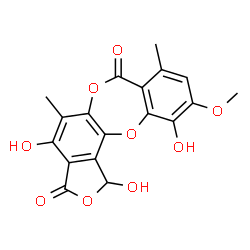 ChemSpider 2D Image | 1,4,11-Trihydroxy-10-methoxy-5,8-dimethyl-7H-2,6,12-trioxabenzo[5,6]cyclohepta[1,2-e]indene-3,7(1H)-dione | C18H14O9