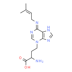 ChemSpider 2D Image | 2-Amino-4-{(6Z)-6-[(3-methyl-2-buten-1-yl)imino]-6,7-dihydro-3H-purin-3-yl}butanoic acid | C14H20N6O2