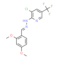 ChemSpider 2D Image | 3-Chloro-2-[(2E)-2-(2,4-dimethoxybenzylidene)hydrazino]-5-(trifluoromethyl)pyridine | C15H13ClF3N3O2
