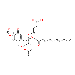 ChemSpider 2D Image | 4-({(3R,3'R,4S,6'S)-7-Acetoxy-4-[(2E,4E,6E)-2,4,6-decatrienoyloxy]-6',7-dimethyl-6,8-dioxo-3',4,4',5',6,6',7,8-octahydrospiro[isochromene-3,2'-pyran]-3'-yl}oxy)-4-oxobutanoic acid | C31H36O12