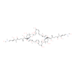 ChemSpider 2D Image | N,N'-{[(5S,9S,11R,12Z,14Z,17S,25S,29S,31R,32Z,34E,37S)-3,9,23,29-Tetrahydroxy-11,17,31,37-tetramethoxy-4,4,24,24-tetramethyl-7,27-dioxo-6,20,26,40-tetraoxa-41,42-diazatricyclo[36.2.1.1~18,21~]dotetrac
onta-1(41),12,14,18,21(42),32,34,38-octaene-5,25-diyl]bis[(1E,4R,5R,9S,10S)-4,10-dimethoxy-5,9-dimethyl-6-oxo-1-undecene-11,1-diyl]}bis(N-methylformamide) | C78H124N4O22