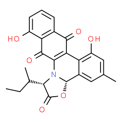 ChemSpider 2D Image | (1S,3aS)-1-[(2R)-2-Butanyl]-7,12-dihydroxy-5-methyl-3aH-benzo[b][1,3]oxazolo[3,2-f]phenanthridine-2,8,13(1H)-trione | C24H21NO6
