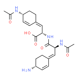 ChemSpider 2D Image | (3E)-N-Acetyl-3-[(4R)-4-amino-2-cyclohexen-1-ylidene]-L-alanyl-(3Z)-3-[(4R)-4-acetamido-2-cyclohexen-1-ylidene]-L-alanine | C22H30N4O5