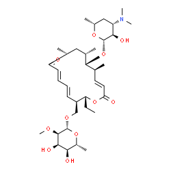 ChemSpider 2D Image | [(2R,3R,4E,6E,11S,12S,13S,14E)-2-Ethyl-9,11,13-trimethyl-8,16-dioxo-12-{[3,4,6-trideoxy-3-(dimethylamino)-beta-D-xylo-hexopyranosyl]oxy}oxacyclohexadeca-4,6,14-trien-3-yl]methyl 6-deoxy-2-O-methyl-bet
a-D-allopyranoside | C36H59NO11
