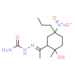 ChemSpider 2D Image | (2E)-2-[1-(2-Hydroxy-2-methyl-5-nitro-5-propylcyclohexyl)ethylidene]hydrazinecarboxamide | C13H24N4O4