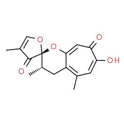 ChemSpider 2D Image | (2S,3S)-7-Hydroxy-3,4',5-trimethyl-3,4-dihydro-3'H,8H-spiro[cyclohepta[b]pyran-2,2'-furan]-3',8-dione | C16H16O5
