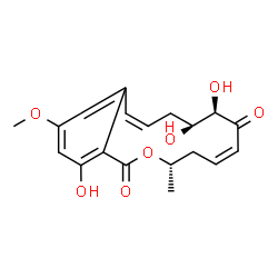 ChemSpider 2D Image | (3S,5Z,8R,9S,11Z)-8,9,16-Trihydroxy-14-methoxy-3-methyl-3,4,9,10-tetrahydro-1H-2-benzoxacyclotetradecine-1,7(8H)-dione | C19H22O7
