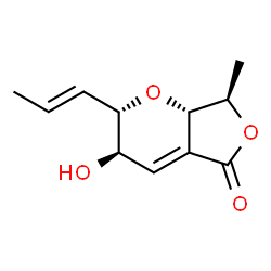 ChemSpider 2D Image | (2S,3R,7R,7aS)-3-Hydroxy-7-methyl-2-[(1E)-1-propen-1-yl]-2,3,7,7a-tetrahydro-5H-furo[3,4-b]pyran-5-one | C11H14O4