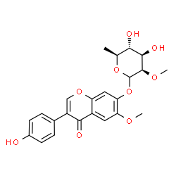 ChemSpider 2D Image | 3-(4-Hydroxyphenyl)-6-methoxy-4-oxo-4H-chromen-7-yl 6-deoxy-2-O-methyl-L-mannopyranoside | C23H24O9