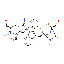 ChemSpider 2D Image | (1R,3S,11R,14R)-14-(Hydroxymethyl)-3-(3-{[(1R,5R)-5-(hydroxymethyl)-6,8-dimethyl-7,9-dioxo-2,3,4-trithia-6,8-diazabicyclo[3.2.2]non-1-yl]methyl}-1H-indol-1-yl)-18-methyl-15,16-dithia-10,12,18-triazape
ntacyclo[12.2.2.0~1,12~.0~3,11~.0~4,9~]octadeca-4,6,8-triene-13,17-dione | C31H30N6O6S5