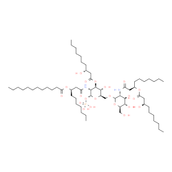 ChemSpider 2D Image | 2-Deoxy-6-O-(2-deoxy-2-{[(3R)-3-{[(3R)-3-hydroxydecanoyl]oxy}decanoyl]amino}-D-glucopyranosyl)-2-{[(3R)-3-(dodecanoyloxy)decanoyl]amino}-3-O-[(3R)-3-hydroxydecanoyl]-1-O-phosphono-alpha-D-glucopyranos
e | C64H119N2O21P