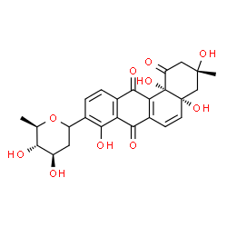 ChemSpider 2D Image | (1xi)-1,5-Anhydro-2,6-dideoxy-1-[(3R,4aR,12bS)-3,4a,8,12b-tetrahydroxy-3-methyl-1,7,12-trioxo-1,2,3,4,4a,7,12,12b-octahydro-9-tetraphenyl]-D-arabino-hexitol | C25H26O10