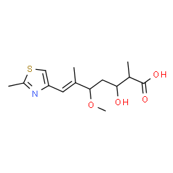 ChemSpider 2D Image | (6E)-3-Hydroxy-5-methoxy-2,6-dimethyl-7-(2-methyl-1,3-thiazol-4-yl)-6-heptenoic acid | C14H21NO4S