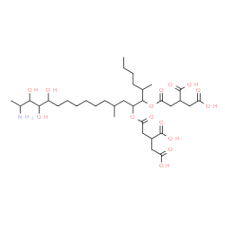 ChemSpider 2D Image | 2,2'-{(19-Amino-16,17,18-trihydroxy-5,9-dimethyl-6,7-icosanediyl)bis[oxy(2-oxo-2,1-ethanediyl)]}disuccinic acid | C34H59NO15
