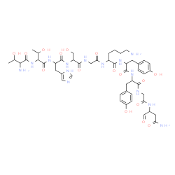 ChemSpider 2D Image | Threonylthreonylhistidylserylglycyllysyltyrosyltyrosyl-N-(4-amino-1,4-dioxo-2-butanyl)glycinamide | C49H70N14O16