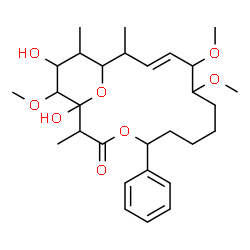 ChemSpider 2D Image | (12E)-1,17-Dihydroxy-10,11,18-trimethoxy-2,14,16-trimethyl-5-phenyl-4,19-dioxabicyclo[13.3.1]nonadec-12-en-3-one (non-preferred name) | C29H44O8