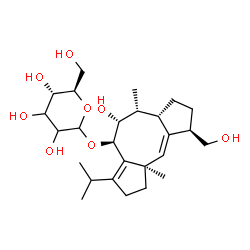 ChemSpider 2D Image | (4R,5R,6R,6aS,9R,9aE,10aR)-5-Hydroxy-9-(hydroxymethyl)-3-isopropyl-6,10a-dimethyl-1,2,4,5,6,6a,7,8,9,10a-decahydrodicyclopenta[a,d][8]annulen-4-yl D-erythro-hexopyranoside | C26H42O8