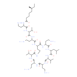 ChemSpider 2D Image | (6S)-N-[4-Amino-1-({1-[(4-amino-1-oxo-1-{[6,9,18-tris(2-aminoethyl)-3-(1-hydroxyethyl)-15-isobutyl-12-isopropyl-2,5,8,11,14,17,20-heptaoxo-1,4,7,10,13,16,19-heptaazacyclotricosan-21-yl]amino}-2-butany
l)amino]-3-hydroxy-1-oxo-2-butanyl}amino)-1-oxo-2-butanyl]-6-methyloctanamide | C52H98N16O13